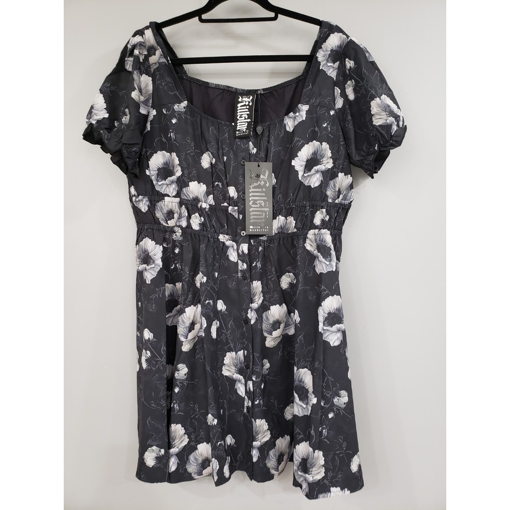 Killstar 3XL Howling Moon Dress FLORAL BUTTON FRONT PUFF SLEEVE COQUETTE GOTHIC